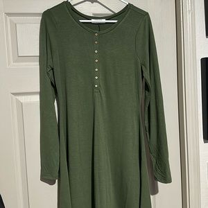 Zenana Olive Button Long Sleeve Dress